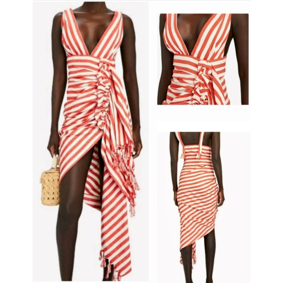 JBQ JUST BEE QUEEN Tulum chili striped goop resort midi dress nwt $635 m US-6 - Picture 8 of 16